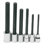 6 Piece - 1/4; 5/16; 3/8; 1/2; 9/16; 5/8" - 1/2" Drive - Hex Bit Socket Set - USA Tool & Supply