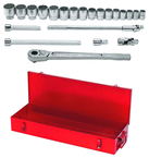 22 Piece - 3/4" Drive - 12 Point-   Socket Set in Metal Box SAE - USA Tool & Supply