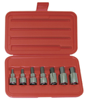 7 Piece - 1/4; 5/16; 3/8; 7/16; 1/2; 9/16; 5/8" - 1/2" Drive - Hex Bit Set - USA Tool & Supply