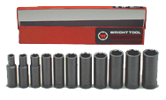 11 Piece - #412 - 3/8 to 1" - 1/2'' Drive - 6 Point - Deep Impact Socket Set - USA Tool & Supply