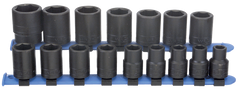 16 Piece - #466 - 10 to 27mm - 1/2'' Drive - 6 Point - Metric Impact Socket Set - USA Tool & Supply