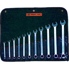 Wright Tool Fractional Combination Wrench Set -- 11 Pieces; 12PT Chrome Plated; Includes Sizes: 3/8; 7/16; 1/2; 9/16; 5/8; 11/16; 3/4; 13/16; 7/8; 15/16; 1"; Grip Feature - USA Tool & Supply