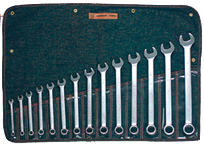 Wright Tool Fractional Combination Wrench Set -- 14 Pieces; 12PT Chrome Plated; Includes Sizes: 3/8; 7/16; 1/2; 9/16; 5/8; 11/16; 3/4; 13/16; 7/8; 15/16; 1; 1-1/16; 1-1/8; 1-1/4"; Grip Feature - USA Tool & Supply