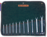 Wright Tool Metric Combination Wrench Set -- 11 Pieces; 12PT Chrome Plated; Includes Sizes: 7; 8; 9; 10; 11; 12; 13; 14; 15; 17; 19mm - USA Tool & Supply