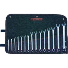 Wright Tool Metric Combination Wrench Set -- 15 Pieces; 12PT Chrome Plated; Includes Sizes: 7; 8; 9; 10; 11; 12; 13; 14; 15; 16; 17; 18; 19; 21; 22mm - USA Tool & Supply
