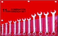 11 Piece - 12 Point - 6; 8; 9; 10; 11; 12; 13; 15; 17; 18; 19mm - Metric Combination Wrench Set - USA Tool & Supply