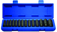 15 Piece - 11 to 32mm - 1/2" Drive - Metrid Deep Impact Socket SEt - USA Tool & Supply