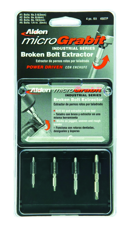 #4507P; Removes #4 to #16 Screws; 4 Piece Micro Grabit - Screw Extractor - USA Tool & Supply