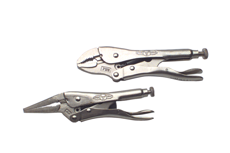 Locking Plier Set -- 2pc. Chrome Plated- Includes: 6" Long Nose; 7" Curved Jaw - USA Tool & Supply