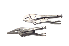 Locking Plier Set -- 2pc. Chrome Plated- Includes: 6" Long Nose; 7" Curved Jaw - USA Tool & Supply