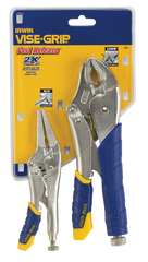 Fast Release Curved Jaw Locking Pliers Set -- 2 Pieces -- Includes: 10" Curved Jaw & 6" Long Nose - USA Tool & Supply