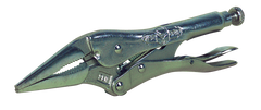 Long Nose Locking Pliers with Wire Cutter -- #9LN Plain Grip 3'' Capacity 9'' Long - USA Tool & Supply