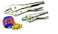 2pc. Chrome Plated Locking Pliers Set with Free Soft Toss Tiger Baseball - USA Tool & Supply