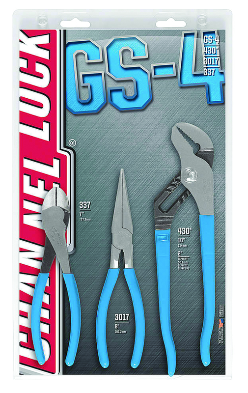 Channellock Combo Pliers Set -- #GS4; 3 Pieces; Includes: 7-1/2" Long Nose; 7" Cutting; 10" Tongue & Groove - USA Tool & Supply