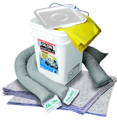 #L90435 Bucket Spill Kit--5 Gallon Bucket Contains: Socks / Perf. Pads / Disposable Bag - Absorbents - USA Tool & Supply