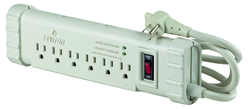 15 Amp; 120 Volt; 6 Plug Office Grade Surge Strip - Beige - USA Tool & Supply