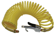 600N25A - 1/4 MPT x 25 Feet - Yellow Nylon - 1-Swivel Fitting(s) - Recoil Air Hose & Air Blow Gun Kit - USA Tool & Supply