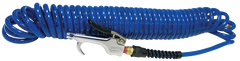 #600PU25BT - 1/4 MPT x 25 Feet - Blue Polyurethane - 2 Swivel Fitting(s) - Recoil Air Hose & Air Blow Gun Kit - USA Tool & Supply
