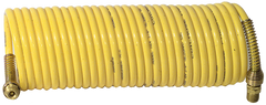 #N38-25A - 3/8 MPT x 25 Feet - Yellow Nylon - 1-Swivel x 1- Rigid Fitting(s) - Recoil Air Hose - USA Tool & Supply