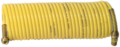 #N38-17A - 3/8 MPT x 17 Feet - Yellow Nylon - 1-Swivel x 1- Rigid Fitting(s) - Recoil Air Hose - USA Tool & Supply