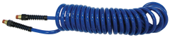 #PU1410BT - 1/4 MPT x 10 Feet - Transparent Blue Polyurethane - 1-Swivel Fitting(s) - Self-Storing Hose - USA Tool & Supply