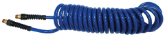 #PU3810BT - 3/8 MPT x 10 Feet - Transparent Blue Polyurethane - 1-Swivel Fitting(s) - Self-Storing Hose - USA Tool & Supply