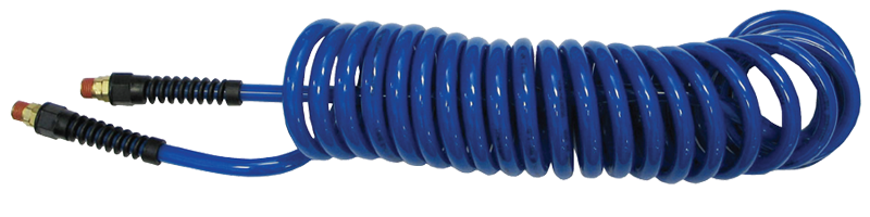 #PU1410BB - 1/4 MPT x 10 Feet - Dark Blue Polyurethane - 1-Swivel Fitting(s) - Self-Storing Hose - USA Tool & Supply