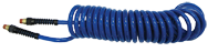 #PU3850BT - 3/8 MPT x 50 Feet - Transparent Blue Polyurethane - 1-Swivel Fitting(s) - Self-Storing Hose - USA Tool & Supply