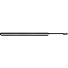 ‎0.025″ Dia. × 1/8″ Shank × 0.038″ DOC × 2-1/2″ OAL, Carbide TA, Spiral , 3 Flute, 30° Helix, Ballnose End Mill
