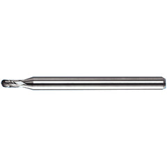 0.078″ Dia. × 1/8″ Shank × 0.234″ DOC × 2″ OAL, Carbide TA, Spiral , 4 Flute, 30° Helix, Ballnose End Mill - Exact Industrial Supply