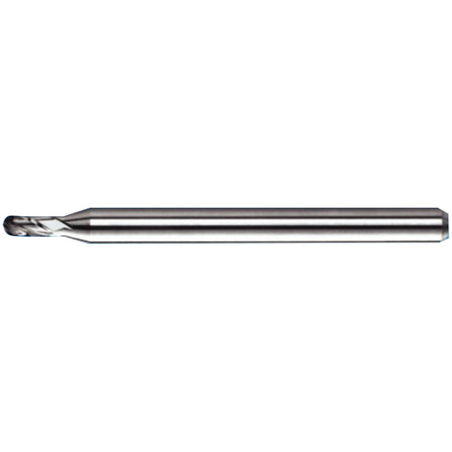 0.1″ Dia. × 1/8″ Shank × 0.3″ DOC × 2″ OAL, Carbide TA, Spiral , 4 Flute, 30° Helix, Ballnose End Mill - Exact Industrial Supply