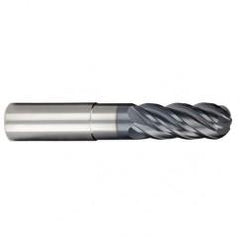 1/4" Dia. - 3/8" LOC - 2-1/2" OAL - Ball Nose 5 FL Carbide S/E HP End Mill-AlCrNX - USA Tool & Supply