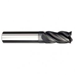 1/2 Dia. x 4 Overall Length 4-Flute .090 C/R Solid Carbide SE End Mill-Round Shank-Center Cut-AlCrN-X - USA Tool & Supply