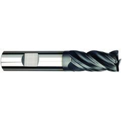 1/2 Dia. x 4 Overall Length 4-Flute Square End Solid Carbide SE End Mill-Weldon Shank-Center Cut-AlCrN-X - USA Tool & Supply