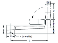 Bored Foldable Crank Handle - 1/2'' Hole Diameter; 2'' Handle Length; 3.94'' Width - USA Tool & Supply