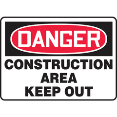 Sign, Danger Construction Area Keep Out, 7″ × 10″, Plastic - USA Tool & Supply