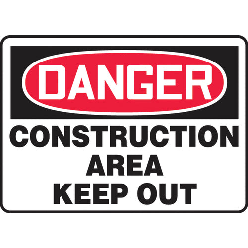 Sign, Danger Construction Area Keep Out, 7″ × 10″, Aluminum - USA Tool & Supply