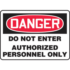 Sign, Danger Do Not Enter Authorized Personnel Only, 10″ × 14″, Plastic - USA Tool & Supply