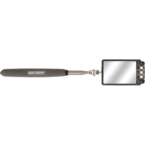 MAG-MATE Telescoping Glass Inspection Mirror with Three LED Lights, reaches 36″ Long, includes Batteries - USA Tool & Supply