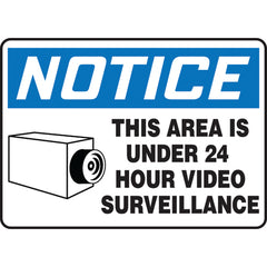 Sign, Notice This Area Is Under 24 Hour Video Surveillance, 10″ × 14″, Vinyl - USA Tool & Supply