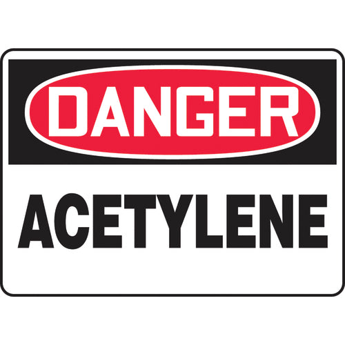 Sign, Danger Acetylene, 10″ × 14″, Plastic - USA Tool & Supply