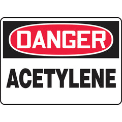 Sign, Danger Acetylene, 10″ × 14″, Plastic - USA Tool & Supply