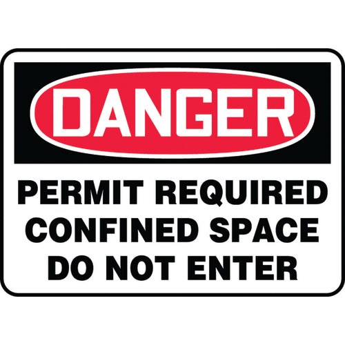 Sign, Danger Permit Required Confined Space Do Not Enter, 10″ × 14″, Vinyl - USA Tool & Supply