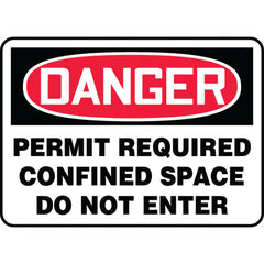Sign, Danger Permit Required Confined Space Do Not Enter, 10″ × 14″, Plastic - USA Tool & Supply