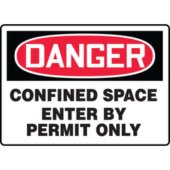Sign, Danger Confined Space Enter By Permit Only, 10″ × 14″, Plastic - USA Tool & Supply
