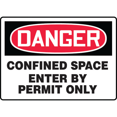 Sign, Danger Confined Space Enter By Permit Only, 10″ × 14″, Aluminum - USA Tool & Supply