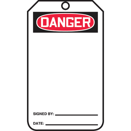 Safety Tag, Danger (Blank), 25/Pk, Cardstock - USA Tool & Supply