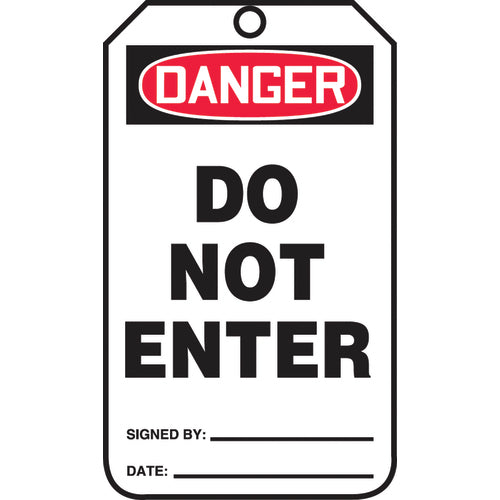 Safety Tag, Danger Do Not Enter , 25/Pk, Cardstock - USA Tool & Supply