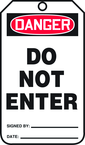 Safety Tag, Danger Do Not Enter , 25/Pk, Plastic - USA Tool & Supply