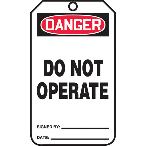 Safety Tag, Danger Do Not Operate , 25/Pk, Cardstock - USA Tool & Supply